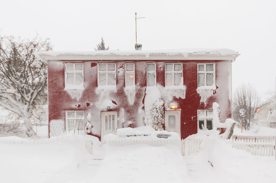 Snow Storm In Akureyri, North Iceland