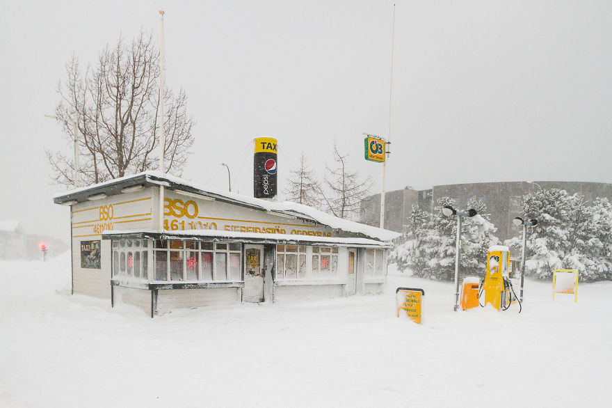 Snow Storm In Akureyri, North Iceland