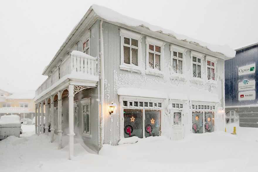 Snow Storm In Akureyri, North Iceland