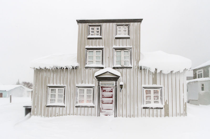 Snow Storm In Akureyri, North Iceland