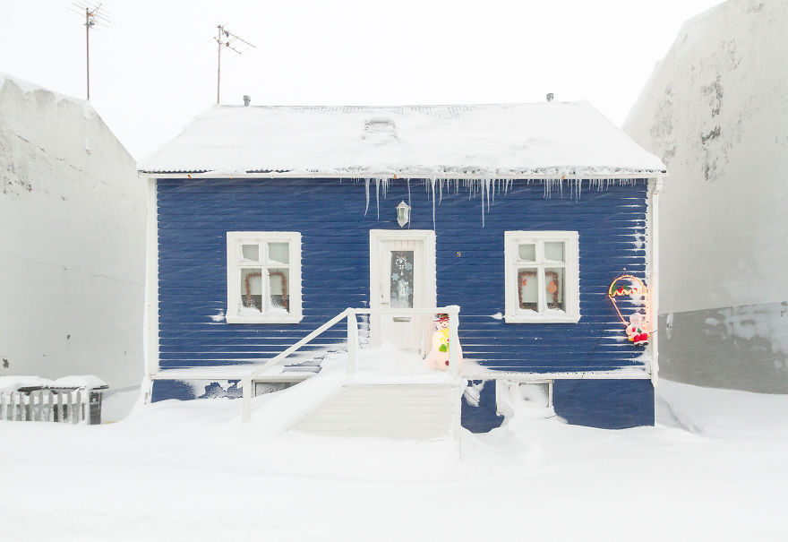 Snow Storm In Akureyri, North Iceland