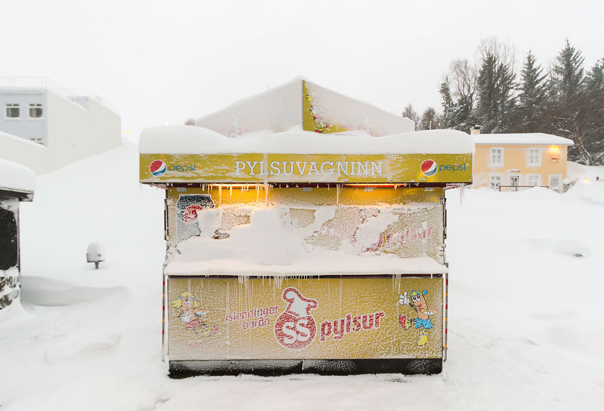 Snow Storm In Akureyri, North Iceland