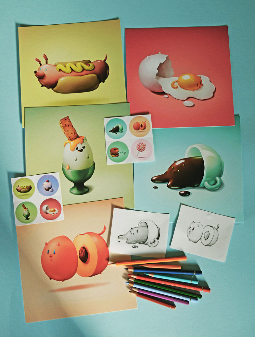 Art Snacks: Illustrations Of Delicious Foods Reimagined As Adorable Animals