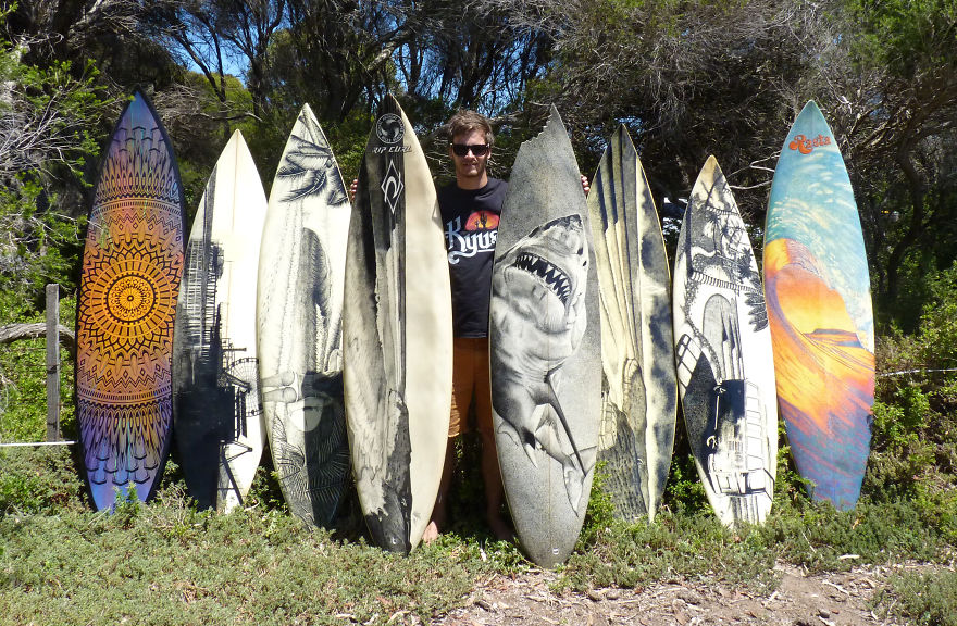 I Give Old Retired Surfboards A New Life As Pieces Of Art