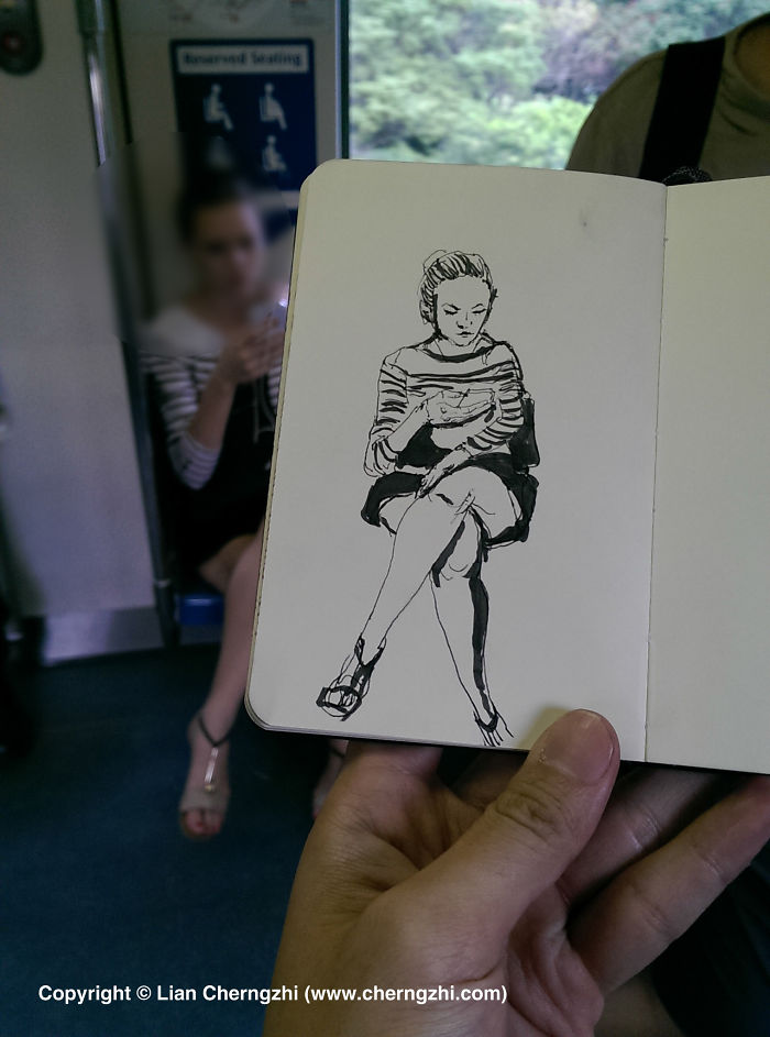 Man Who Sketched On Every Single Bus, Train And Airplane He Boarded.