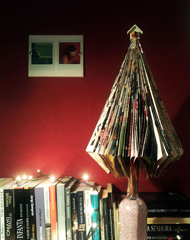 Christmas Tree Made With Magazines