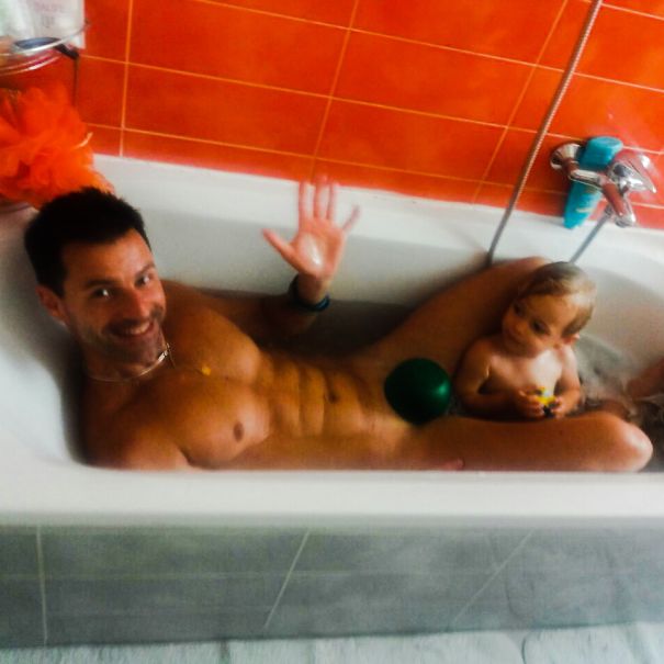 The Only Way To Get Him Into The Bath