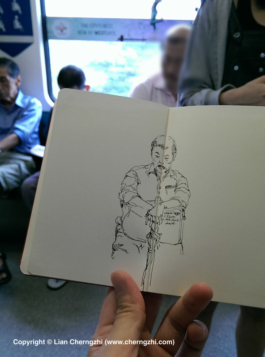 Man Who Sketched On Every Single Bus, Train And Airplane He Boarded.
