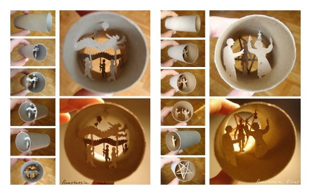 Miniature Sculptures Made Inside Toilet Paper Rolls
