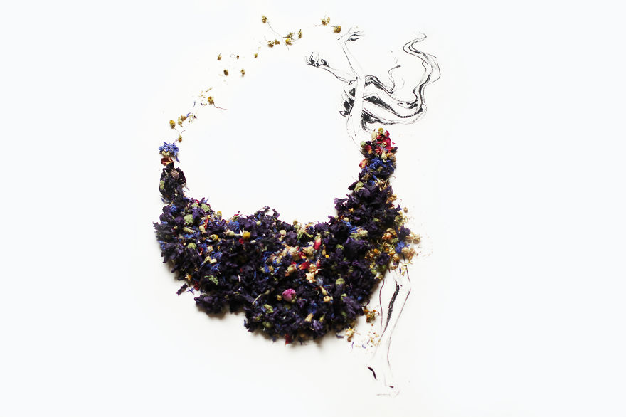 Beautiful Portraits Made Of Various Herbs And Dried Flowers