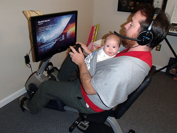 Working Out + Video Games + Spending Time With The Kid = Winning!