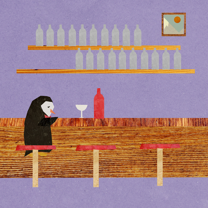 The Story Of A Sad Penguin And His Friend - A Bottle Of Wine