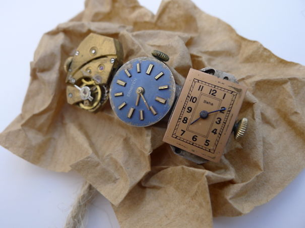 Brooches Crafted From Vintage Watch Components.
