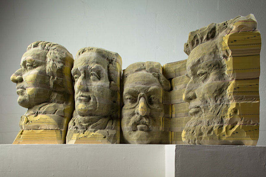 Mount Rushmore Made From Old Phone Books