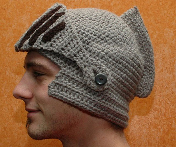 Crocheted Knight's Helmet Cap