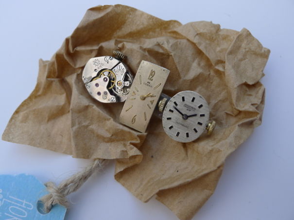 Brooches Crafted From Vintage Watch Components.