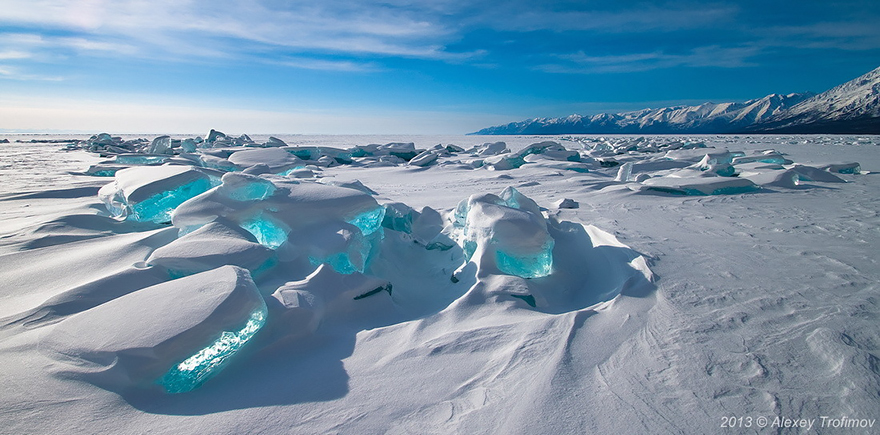Emerald Ice On Baikal Lake, Russia