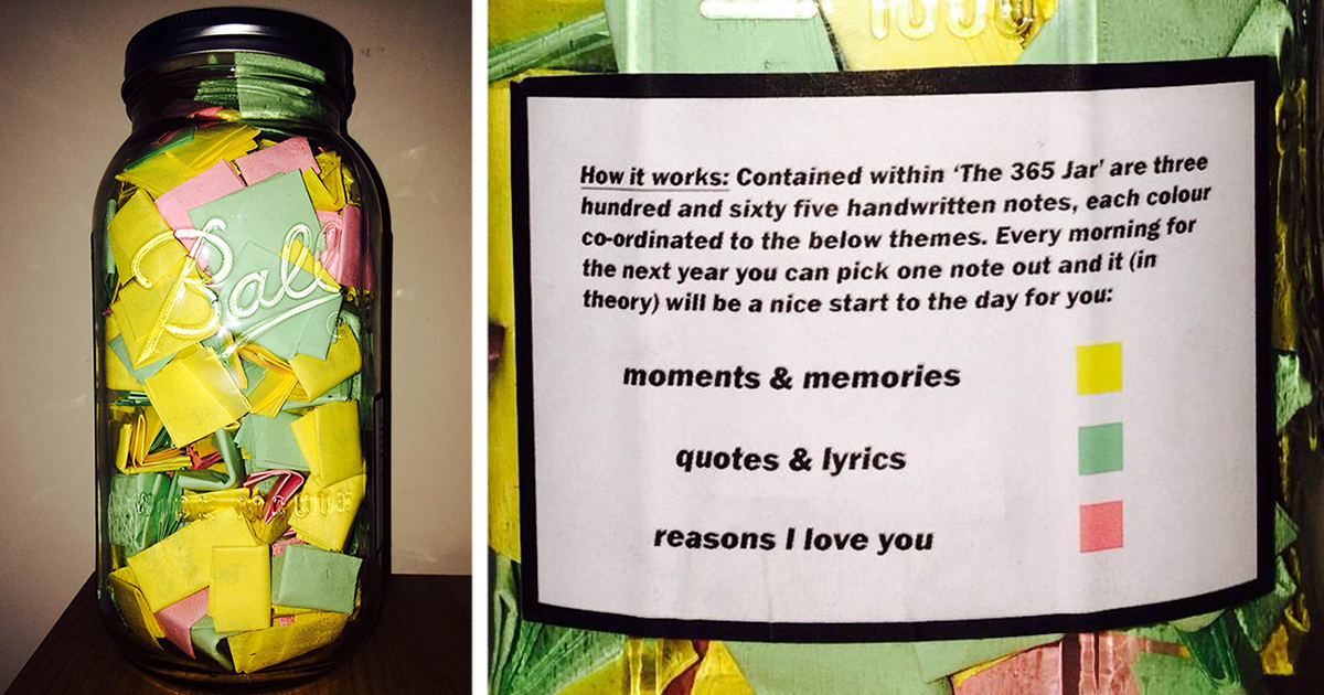 Perfect Boyfriend Puts 365 Love Notes In A Jar For His Girlf