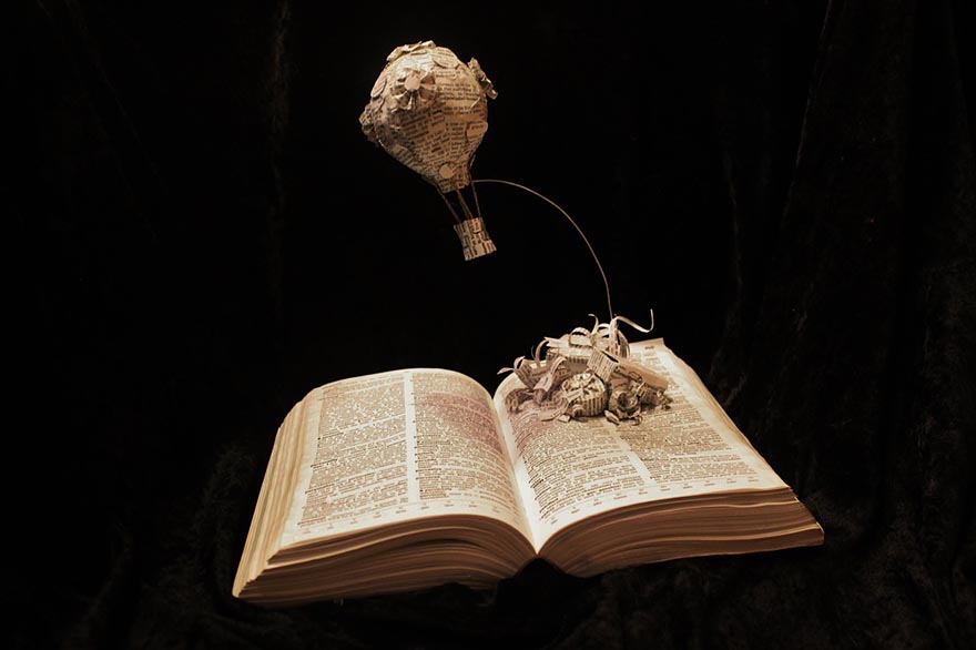 Hot Air Balloon Book Sculpture