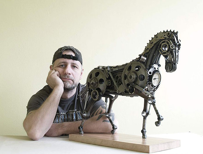 I Recycle Old Motorbike Parts Into Steampunk Animal Sculptures