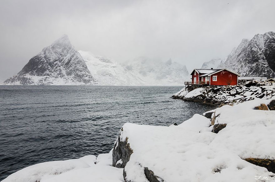 Red House In Snowy Norway
