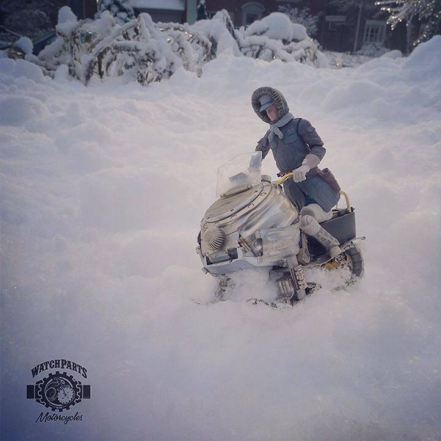 I Make Miniature Motorcycles And Place Action Figures On Them