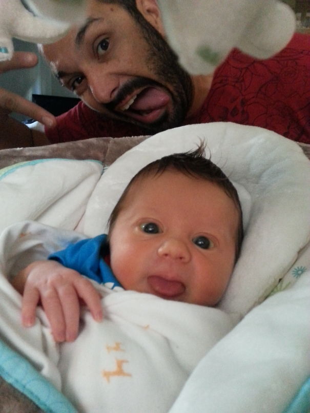 3 Days Old! Like Father, Like Son! Hahaha :p