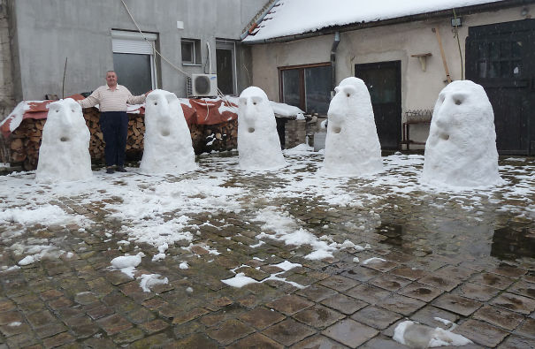 Snow Totems In Subotica