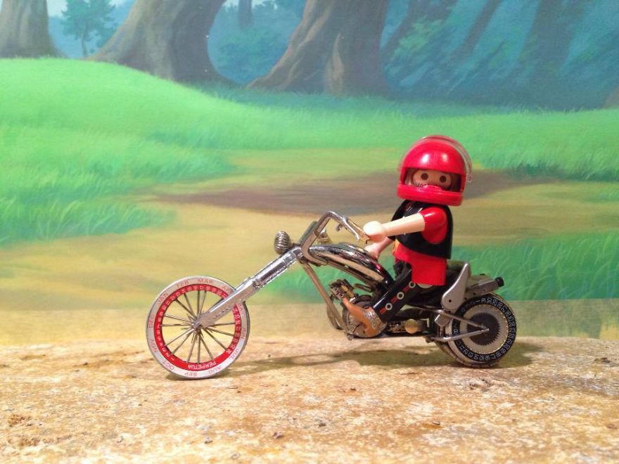 I Make Miniature Motorcycles And Place Action Figures On Them