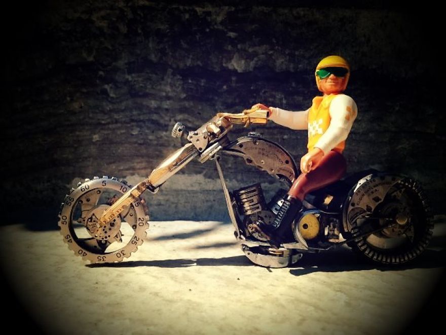 I Make Miniature Motorcycles And Place Action Figures On Them