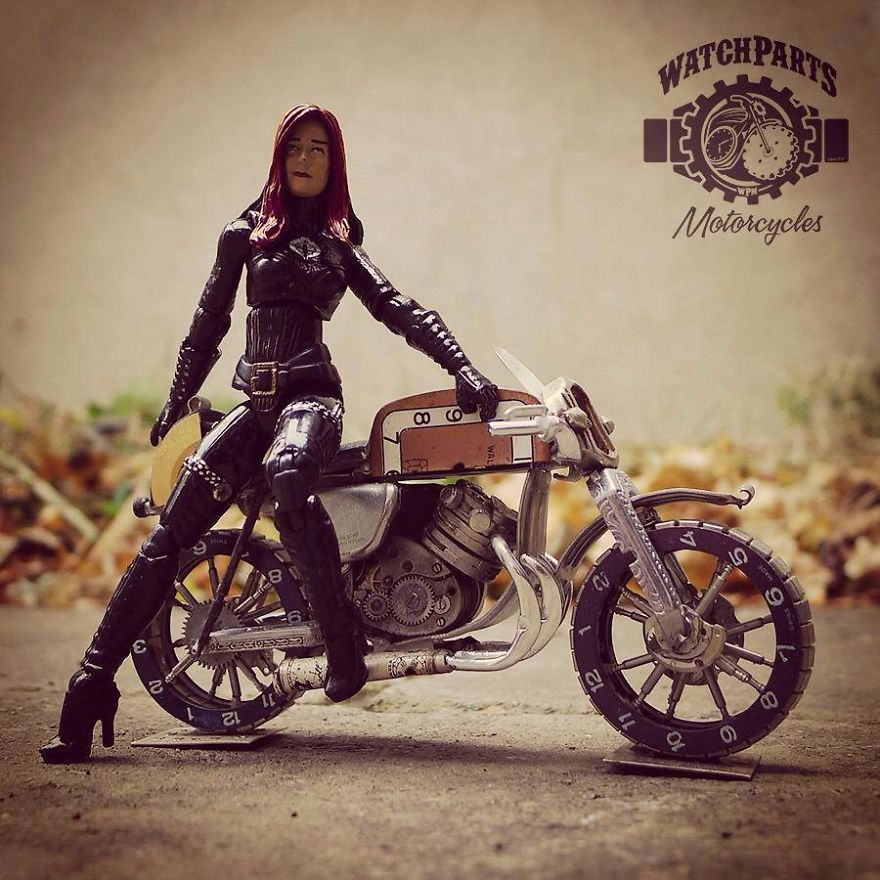 I Make Miniature Motorcycles And Place Action Figures On Them