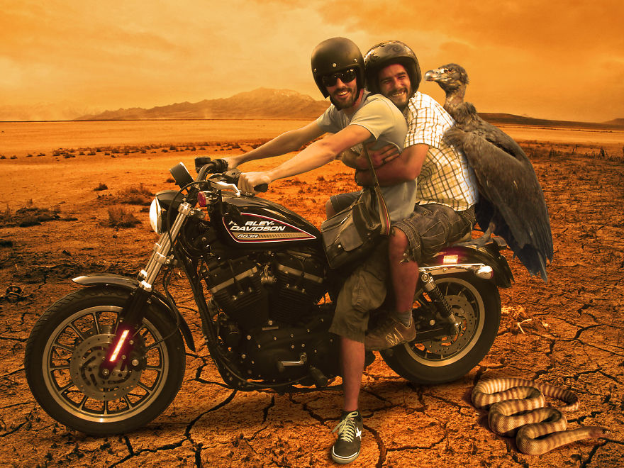 My Friend And I Traveling The World On A Harley Davidson