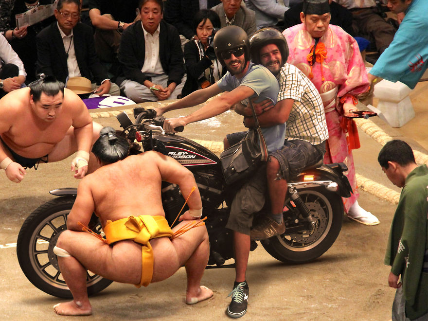 My Friend And I Traveling The World On A Harley Davidson