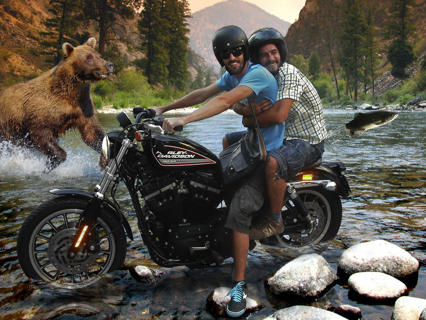 My Friend And I Traveling The World On A Harley Davidson