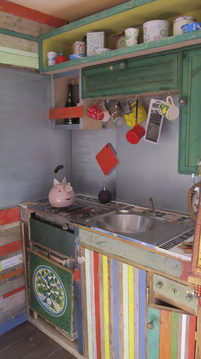 Cladding, Kitchen And Cupboards All From Old Pallets