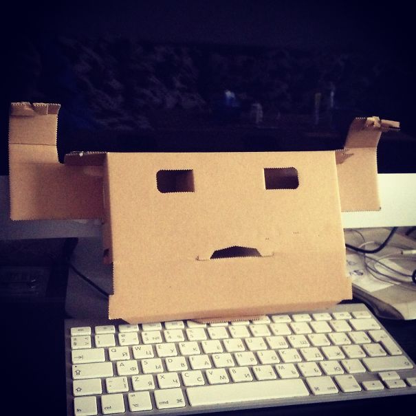 Two Little Monsters Were Hiding In My New Printer Box. This One Was Cute, The Other More Scary.