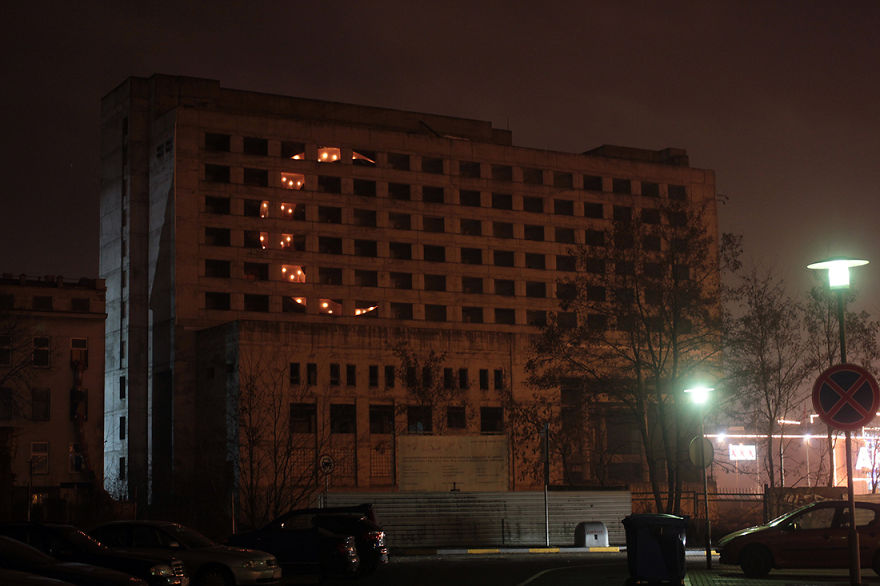 How I Stole The Moon: Light Installation Inside Abandoned Building In Kaunas, Lithuania