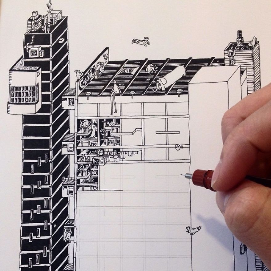 I Spent Over 150 Hours Drawing Each Of These Intricate Cityscapes