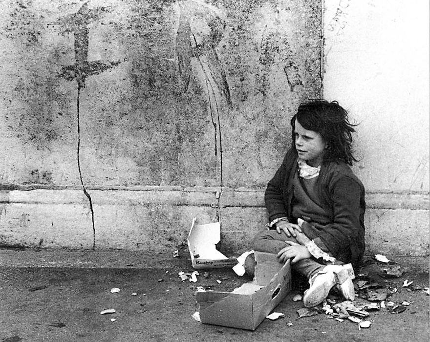 In 1974 During The Troubles Of Northern Ireland: Gypsy Girl And Her Carton