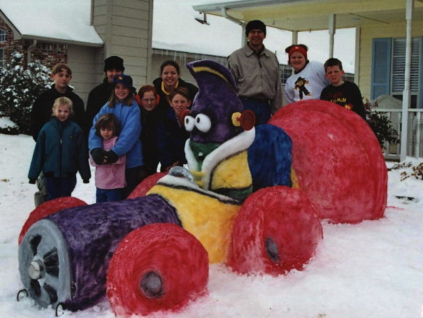 Larry Boy From Veggie Tales. Sculptor: Rex Henck (and Neighbor Kids!)