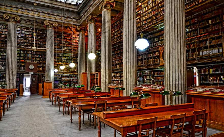 The 19th Century National Library Of Greece In Athens