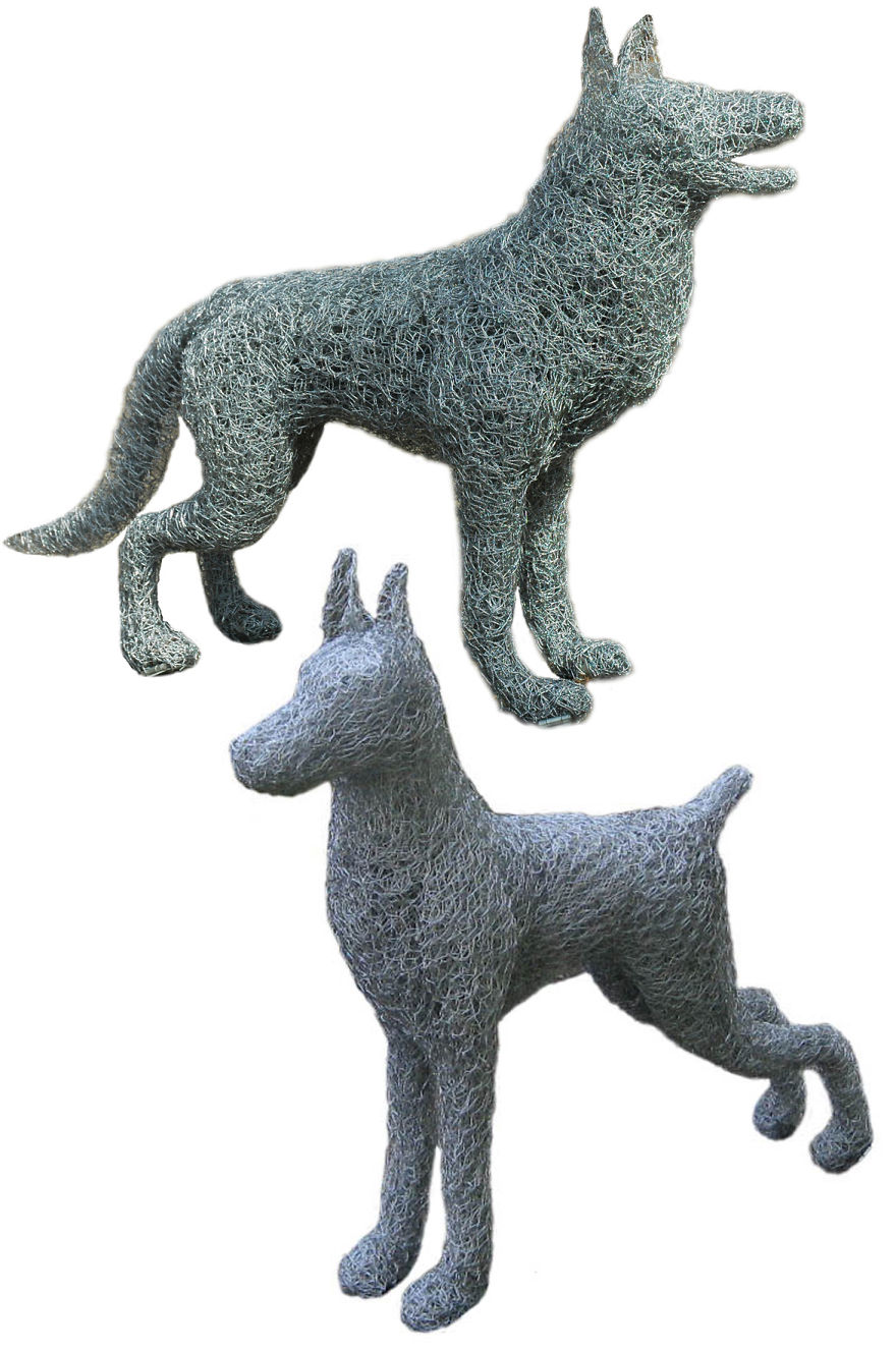 "Chicken Wire" German Shepherd & Doberman By Looseeart