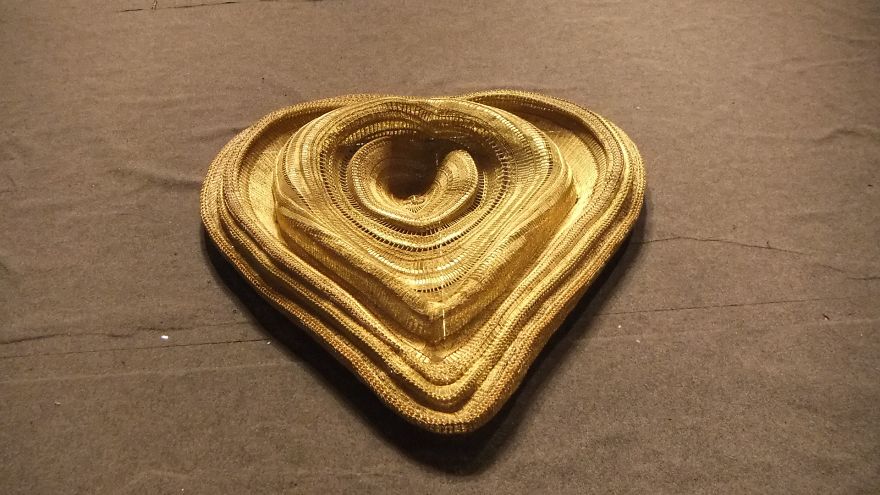 Intricate Gold Wire Heart By Traditional Slovakian Wiremaster Juraj Serik
