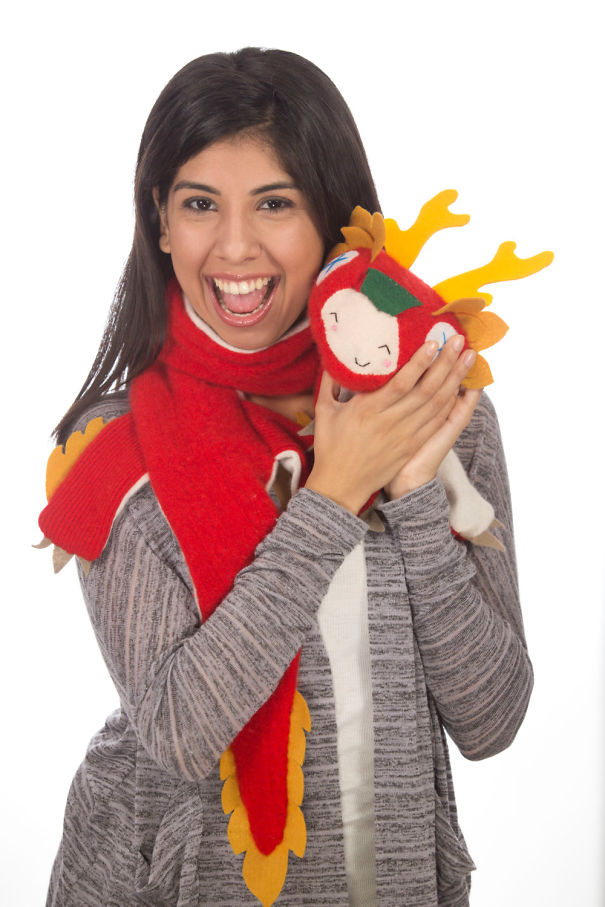 Mr.deadfish Upcycled Cashmere Dragon Scarf