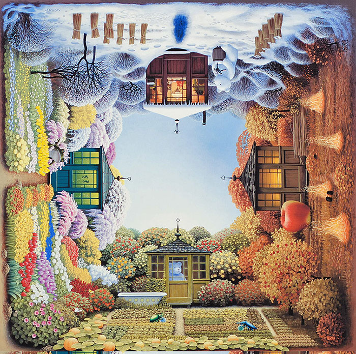 Polish Artist Creates Puzzling Illustrations That Reveal Different Scenes When Rotated