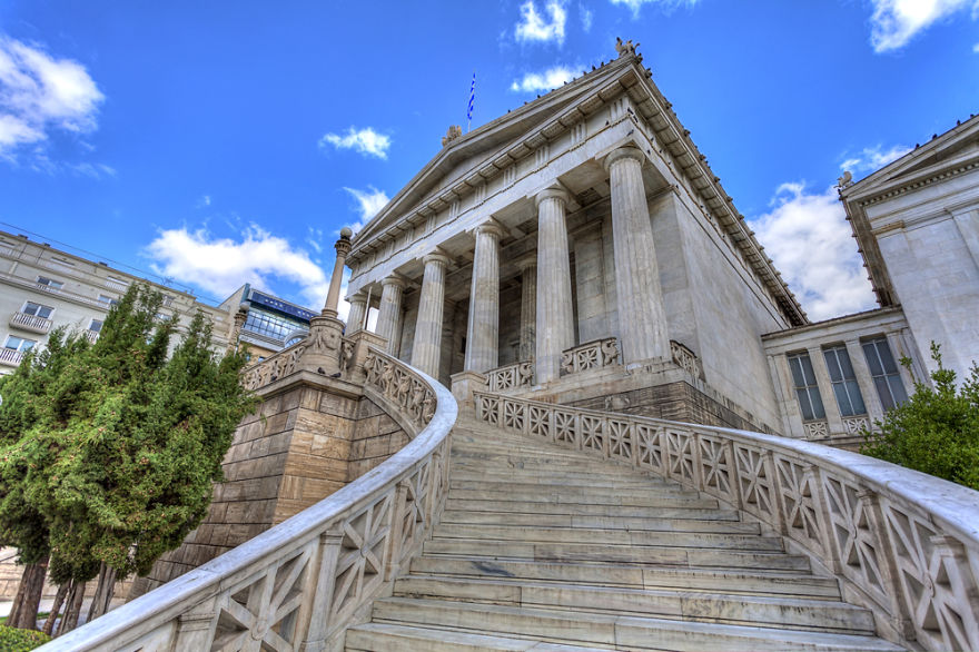 The 19th Century National Library Of Greece In Athens