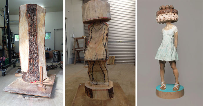 Japanese Sculptor Shows How He Transforms Wood Into Surreal Statues