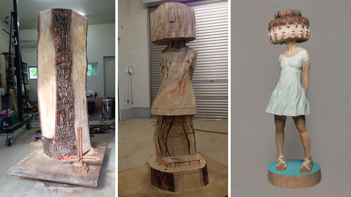 Japanese Sculptor Shows How He Transforms Wood Into Surreal Statues