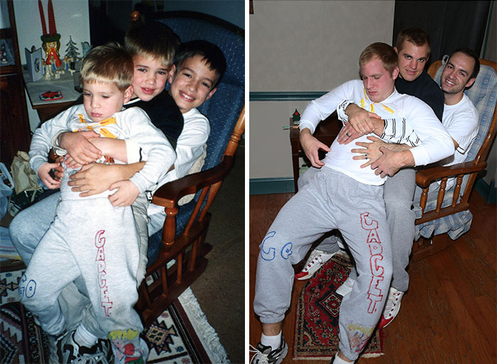 Three Brothers Recreate Their Weirdest Childhood Photos As A Gift For Their Mom