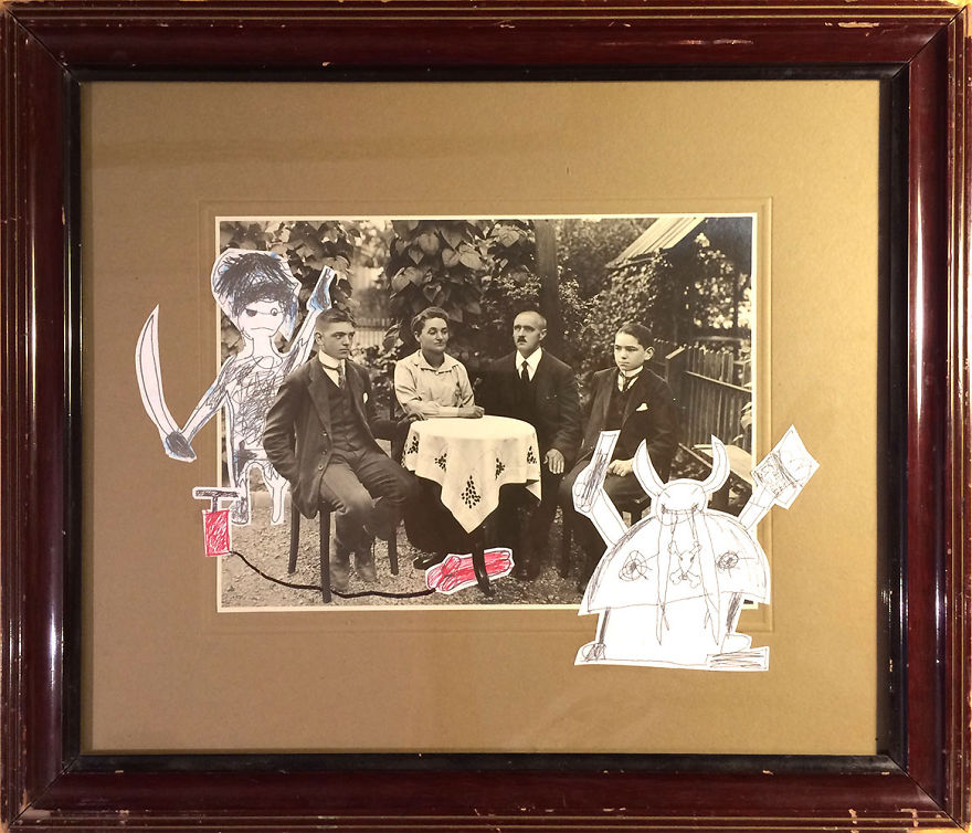 My Children Refreshed Old Paintings And Photos With Their Funny Illustrations